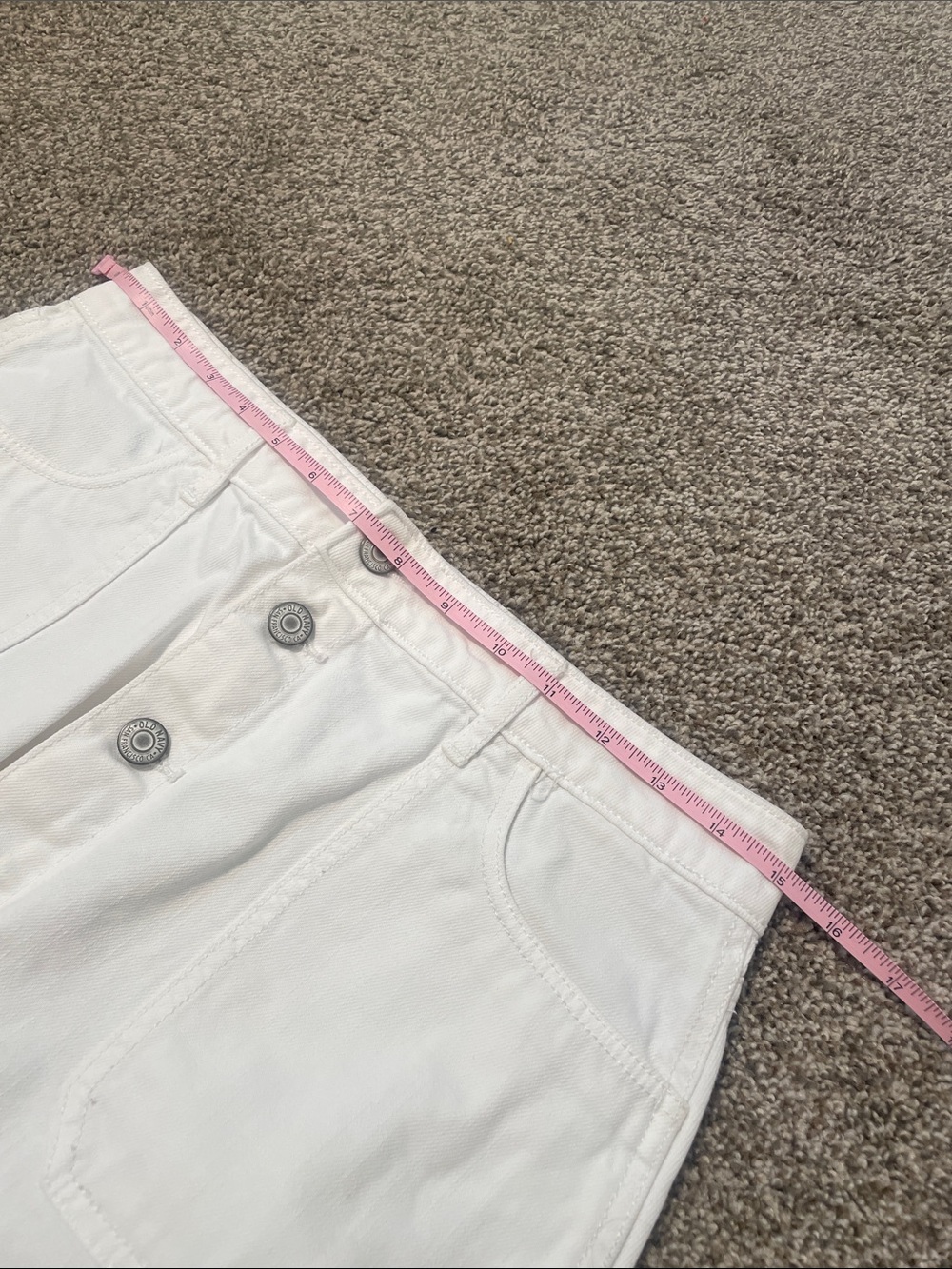 White Denim Button-Front Women's Skirt - Picture 7 of 10